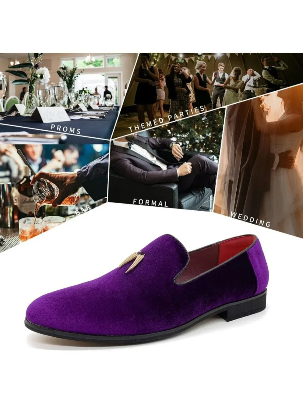 Men's Purple Velvet Penny Loafer Slip On Comfortable Tuxedo Party Classic Shoes